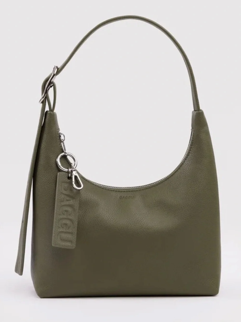 BAGGU Mini Recycled Leather Shoulder Bag in Loden Olive Green NEW WITH TAGS NWT